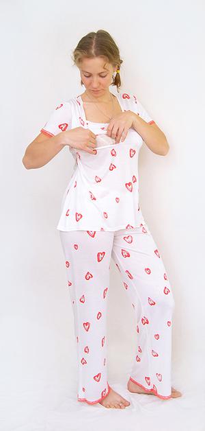 Пижама - штаны (шорты) и футболка, Валентинка