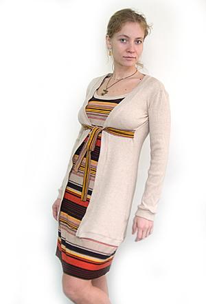 Платье бежевое с полоской