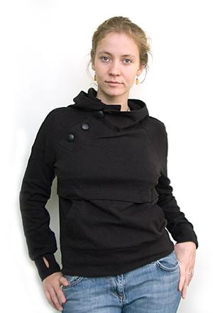 Реглан, черный с пуговицами