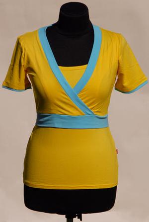 Желтая с голубым