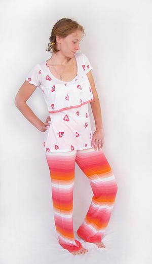 Пижама - футболка с оборкой, Полоска