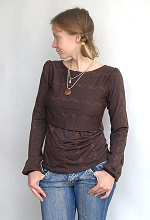 Лодочка, коричневая с вышивкой