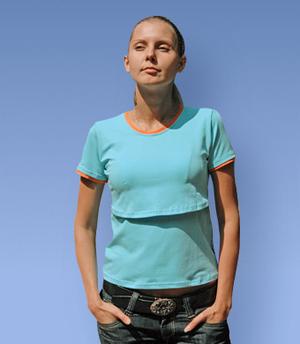 Голубая с оранжевым